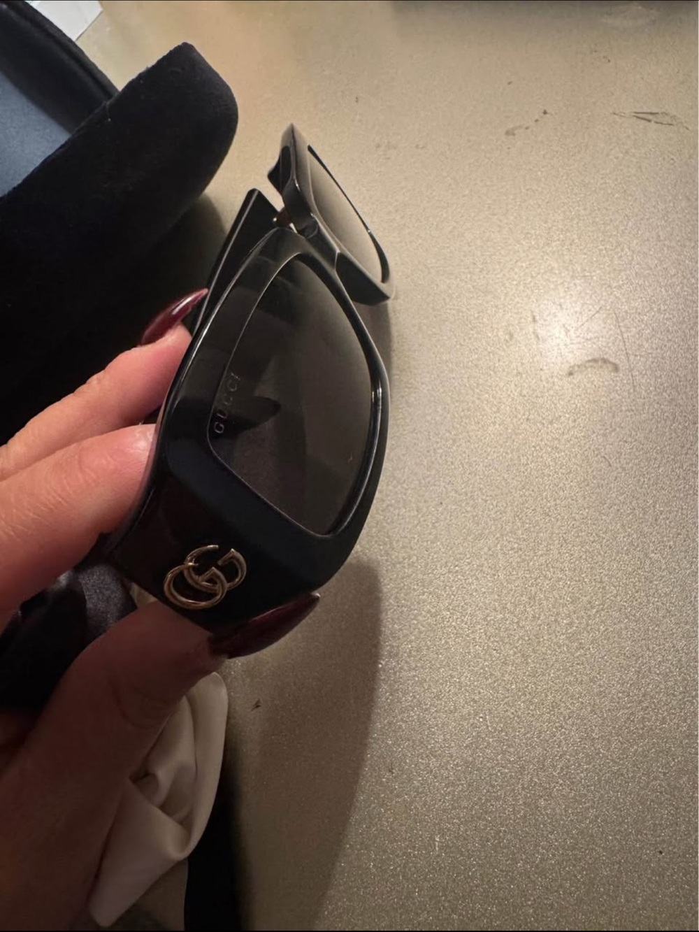 Gucci Black Sunglasses with Gold Double G Accent